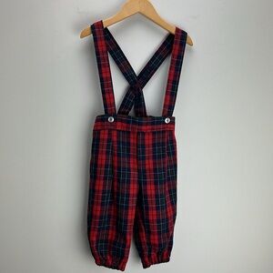 Vintage Imp Originals Tartan Plaid Suspender Pants Toddler Boys Size 12 Months